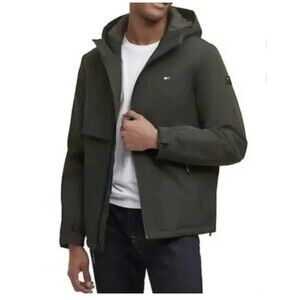 TOMMY HILFIGER  Men's Water-Wind Resistant Warm Jacket Size M, Olive Green